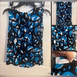 GUC Calvin Klein Women's Abstract Blue and Black Blouse